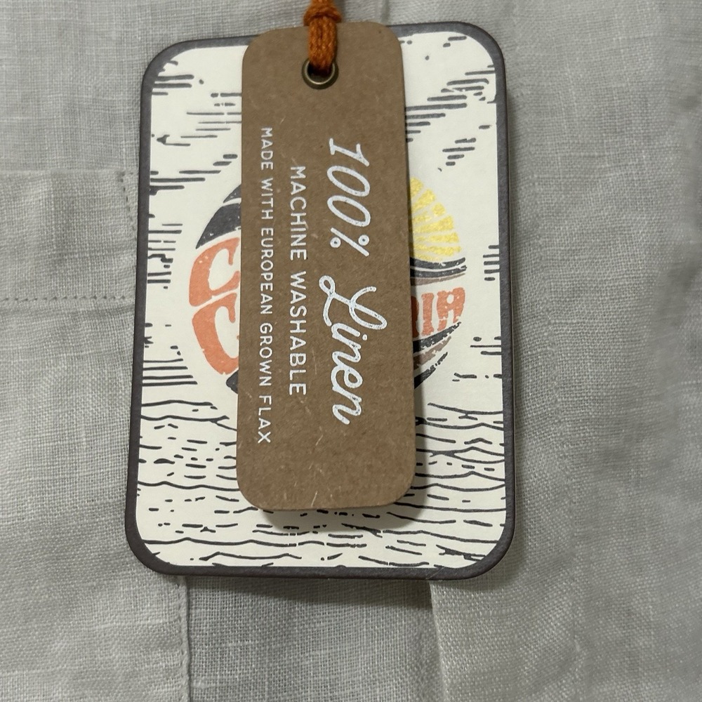 NEW CC California Shirt Mens XL Beige 100% Linen Button Up Short Sleeve Beach - Picture 3 of 7
